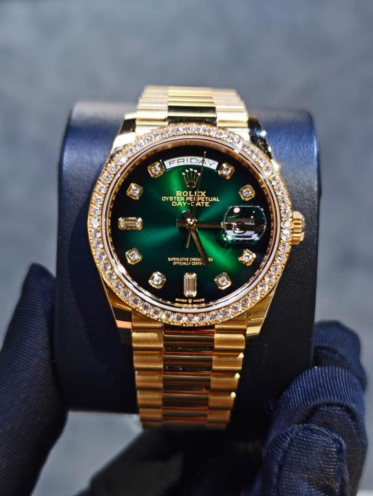 ROLE_X OYSTER PERPETUAL DAY DATE DIAMOND GOLD-GREEN