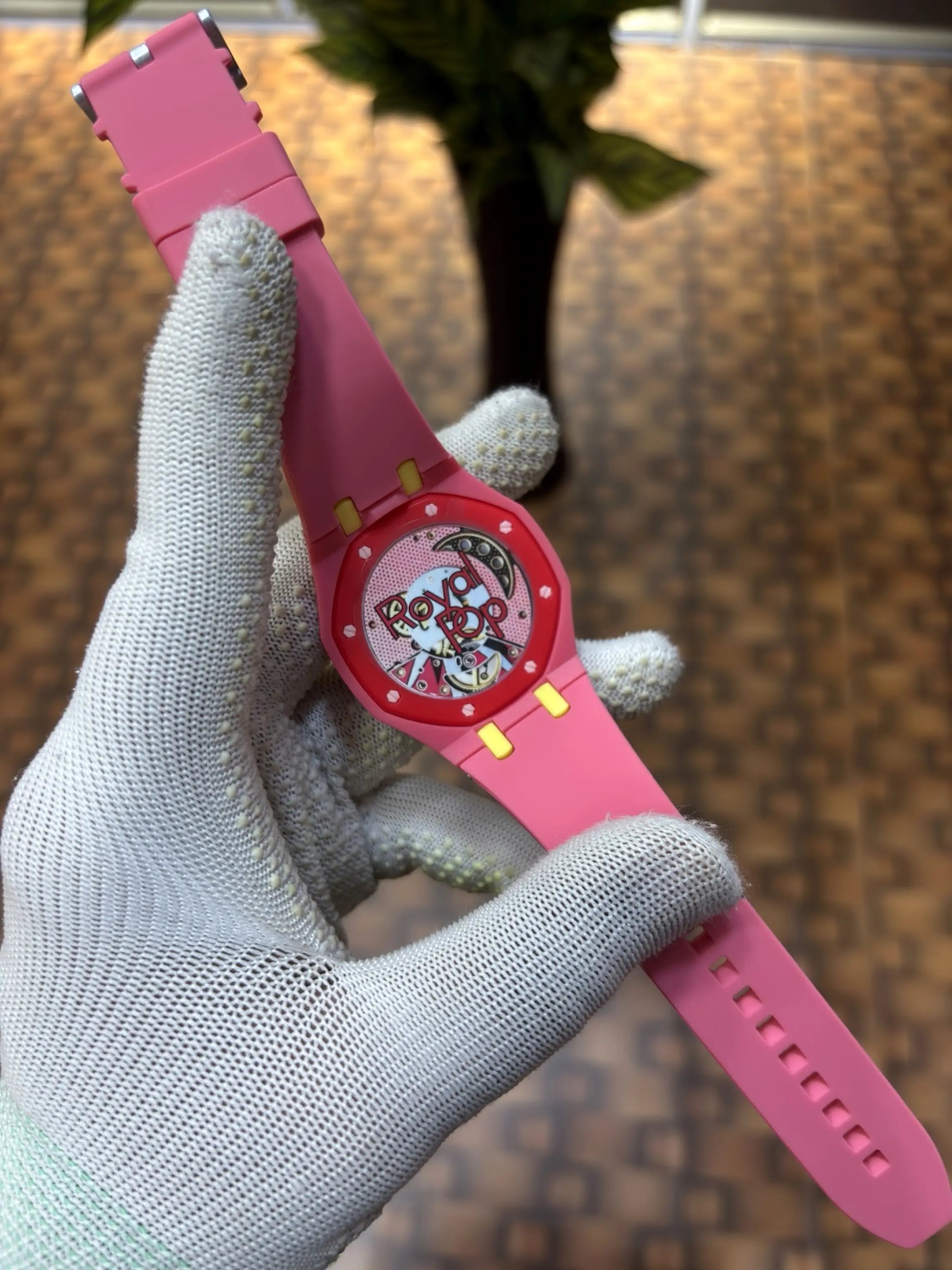AP SWATC_H X ROYAL POP WITH BOX & SILICON STRAP PINK
