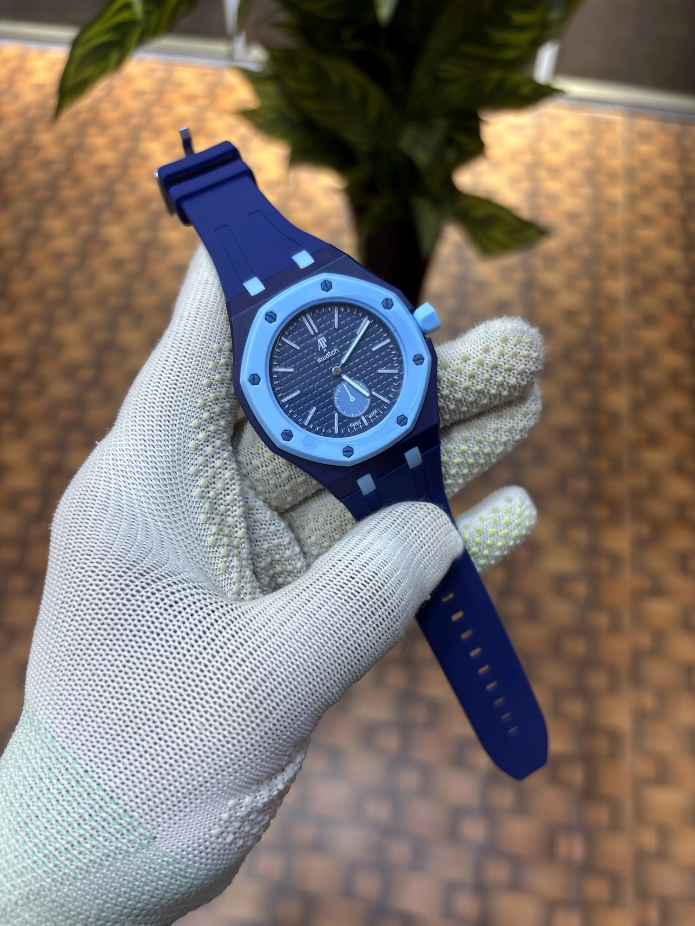 AP SWATC_H X ROYAL POP WITH BOX & SILICON STRAP  BLUE