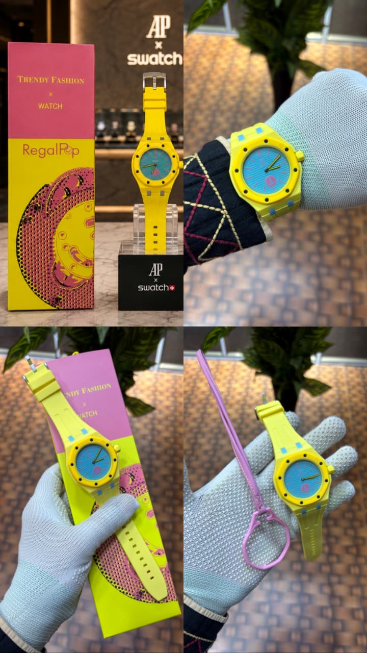 AP SWATC_H X ROYAL POP WITH BOX & SILICON STRAP GREEN YELLOW