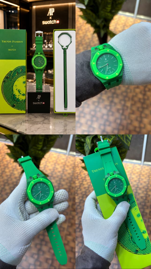 AP SWATC_H X ROYAL POP WITH BOX & SILICON STRAP GREEN