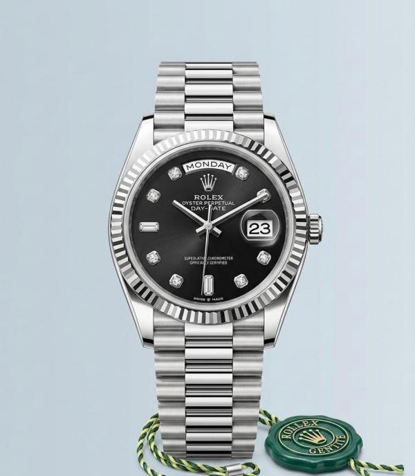 ROLE_X OYSTER PERPETUAL DAY DATE DIAMOND SILVER BLACK