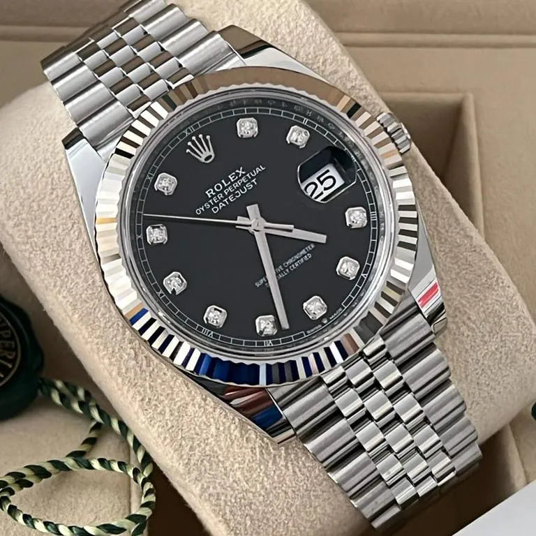 ROLE_X OYSTER PERPETUAL DAY DATE DIAMOND SILVER BLACK