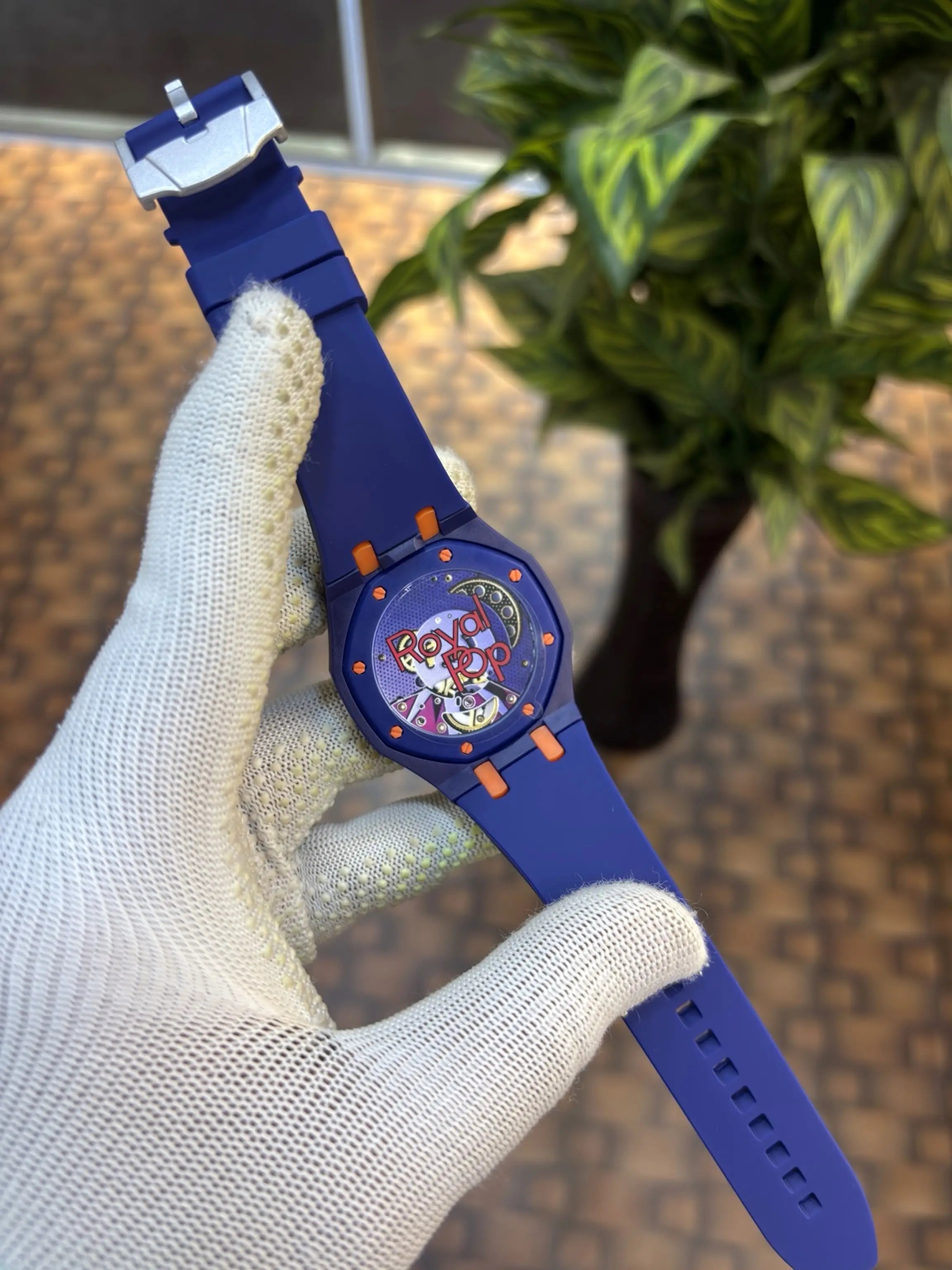 AP SWATC_H X ROYAL POP WITH BOX & SILICON STRAP DARK BLUE