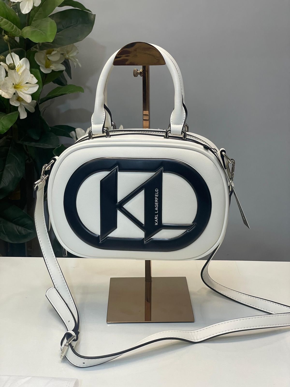 Karl Lagerfeld Textured detailed crossbody white