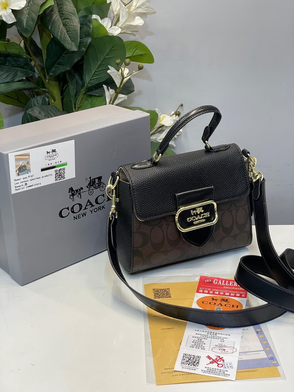 Coach Morgan top handle brown black