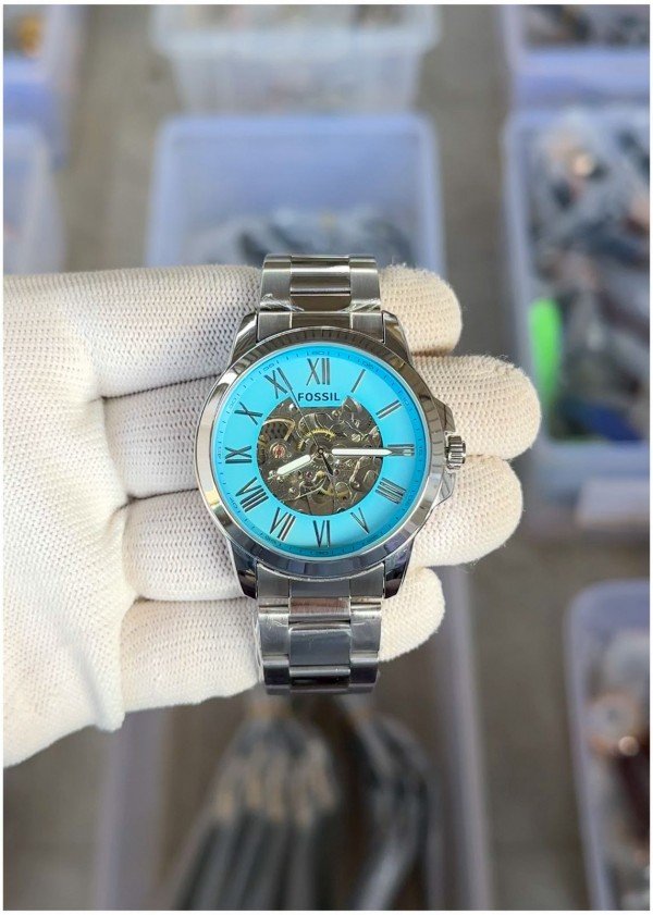 Fossi_l Flynn Automatic Silver-Skyblue