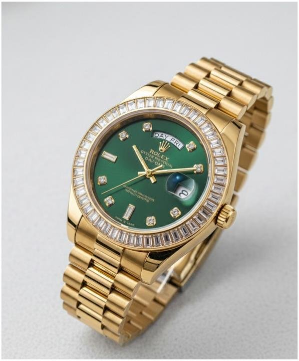 Role_x Oyster Perpetual Day Date Diamond Gold-Green